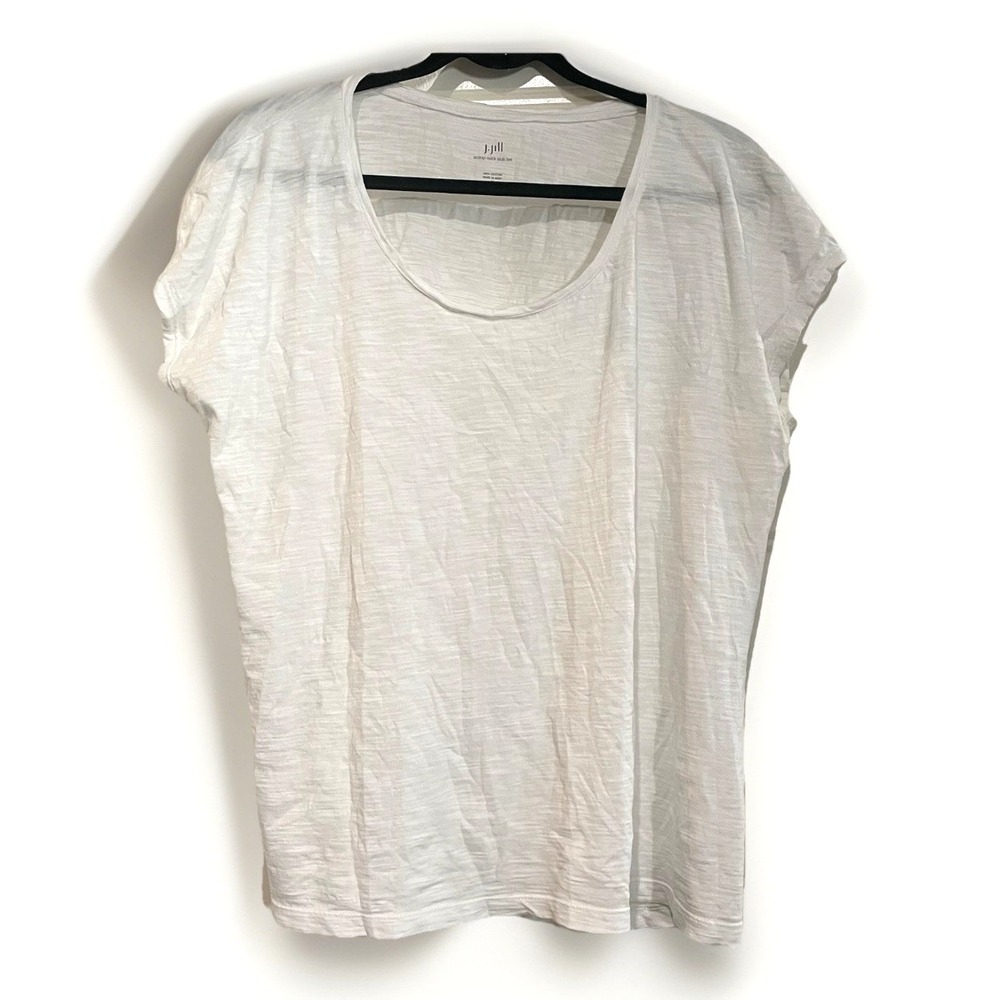 J.Jill Women's White Cotton Slub Short Sleeve T-Shirt Gym Cover Comfy M